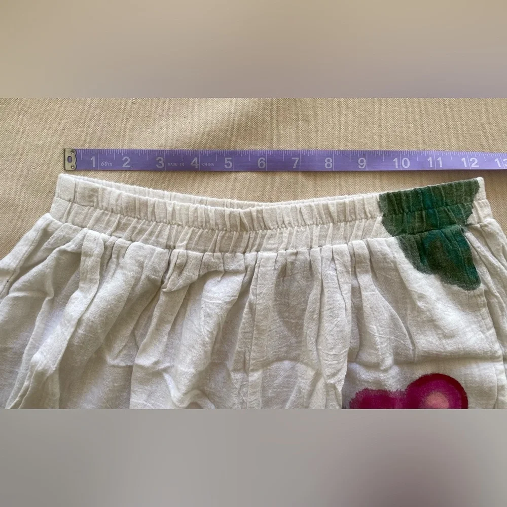 Valerie Lynn Designer Artwear White Shorts Animal Floral Painted Vintage 80s OS - Picture 8 of 8